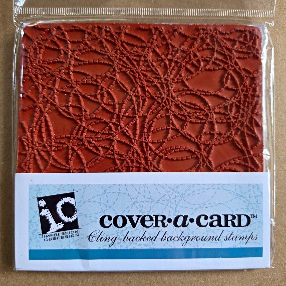 Impression Obsession Cover-a-Card Stitches Cling Rubber Background Stamp IO 5.75